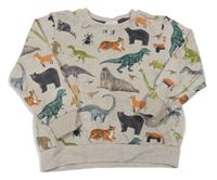 Béžovo-šedá melírovaná mikina se zvířátky H&M