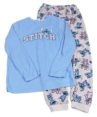 Světlemodro-světlerůžové fleecové pyžamo se Stitchem Primark