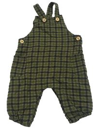 Khaki-černé kostkované podšité laclové kalhoty Zara