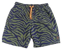 Khaki-tmavomodré vzorované plážové kraťasy zn. Primark