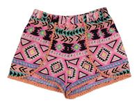 Růžovo-černo-barevné vzorované lehké kraťasy Matalan
