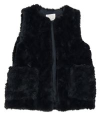 Tmavomodrá kožešinová podšitá vesta zn. Zara