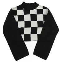 Černo-bílý kostkovaný crop svetr H&M