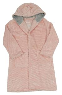 Růžový vzorovaný chlupatý župan s kapucí Primark