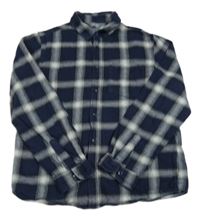 Tmavomodro-šedá kostkovaná košile Primark