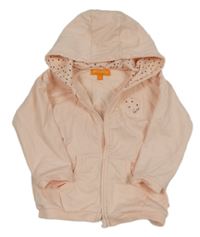 Světlerůžová propínací mikina s nápisem a kapucí