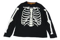 Černé triko s kostrou F&F