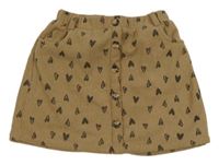 Hnědá žebrovaná zateplená sukně se srdíčky Shein