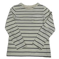 Bílo-šedé pruhované triko s kapsou C&A