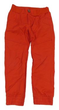 Červené plátěné cuff kalhoty s úpletovým pasem