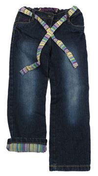 Tmavomodré podšité rifle s páskem Lupilu