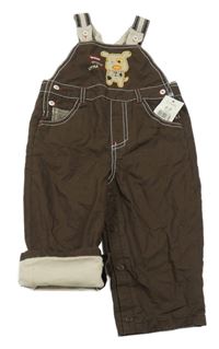 Nové - Hnědé plátěné podšité laclové kalhoty se psem George