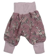 Starorůžové květované zateplené tepláky