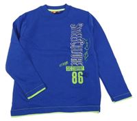 Modrá mikina s nápisem a číslem Staccato