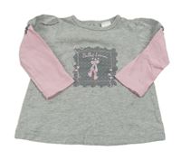 Šedo-růžové triko s baletními piškoty C&A