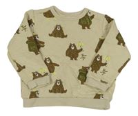 Béžová prošívaná mikina s medvědy C&A