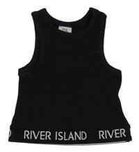 Černý žebrovaný crop top River Island