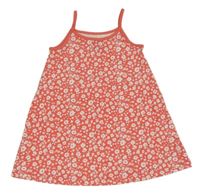 Korálové květované bavlněné šaty C&A