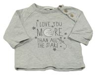 Šedá melírovaná mikina s nápisem s hvězdami Topomini