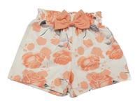 Bílé květované kraťasy s mašlí