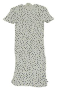 Bílé květované žebrované elastické šaty H&M