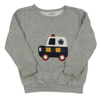 Šedá melírovaná mikina s policejním autem Tu