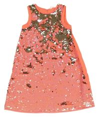 Neonově růžovo-stříbrné flitrové šaty H&M