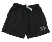 Černé šusťákové kraťasy s potiskem