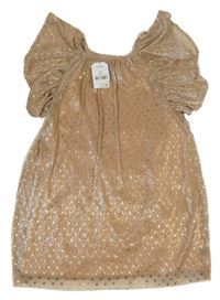 Nové - Hnědé třpytivé puntíkaté tylové šaty Next