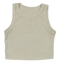 Smetanový žebrovaný crop top