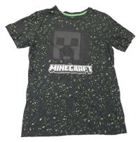 Černé skvrnité tričko s Minecraft