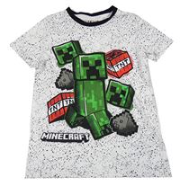 Bílé skvrnité tričko s Minecraft