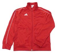 Červená sportovní propínací mikina s logem Adidas