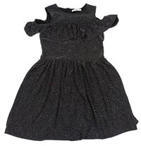 Černé třpytivé šaty s volánkem M&S