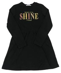 Černé teplákové šaty s nápisem H&M
