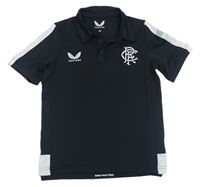 Černé sportovní polo tričko s šedými pruhy 