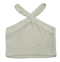 Bílý žebrovaný crop top shein