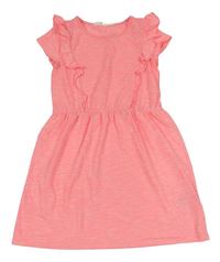 Neonově růžové melírované šaty s volánky H&M