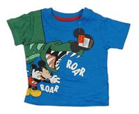 Modro-zelené tričko s dinem a Mickeym Primark