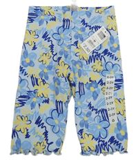 Modré květované žebrované crop legíny Dunnes Stores