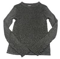 Černo-stříbrný pletený žebrovaný svetr H&M