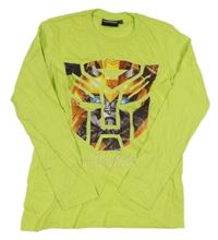 Neonově žluté triko s potiskem - Transformers