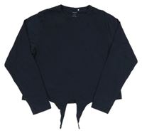 Tmavomodré crop triko s uzlem Name it