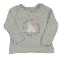 Šedé melírované triko s králíky Lupilu