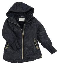 Tmavomodrá třpytivá zimní bunda s kapucí Coccodrillo