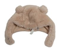 Světlerůžová kožešinová podšitá čepice s oušky 