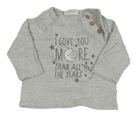 Šedé melírované triko s nápisem Topomini