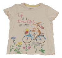 Světlerůžové tričko s králíkem na kole Nutmeg