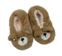 Hnědé chlupaté zateplené bačkory s medvědem 