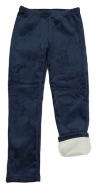 Tmavomodré žebrované plyšové zateplené legíny Topolino